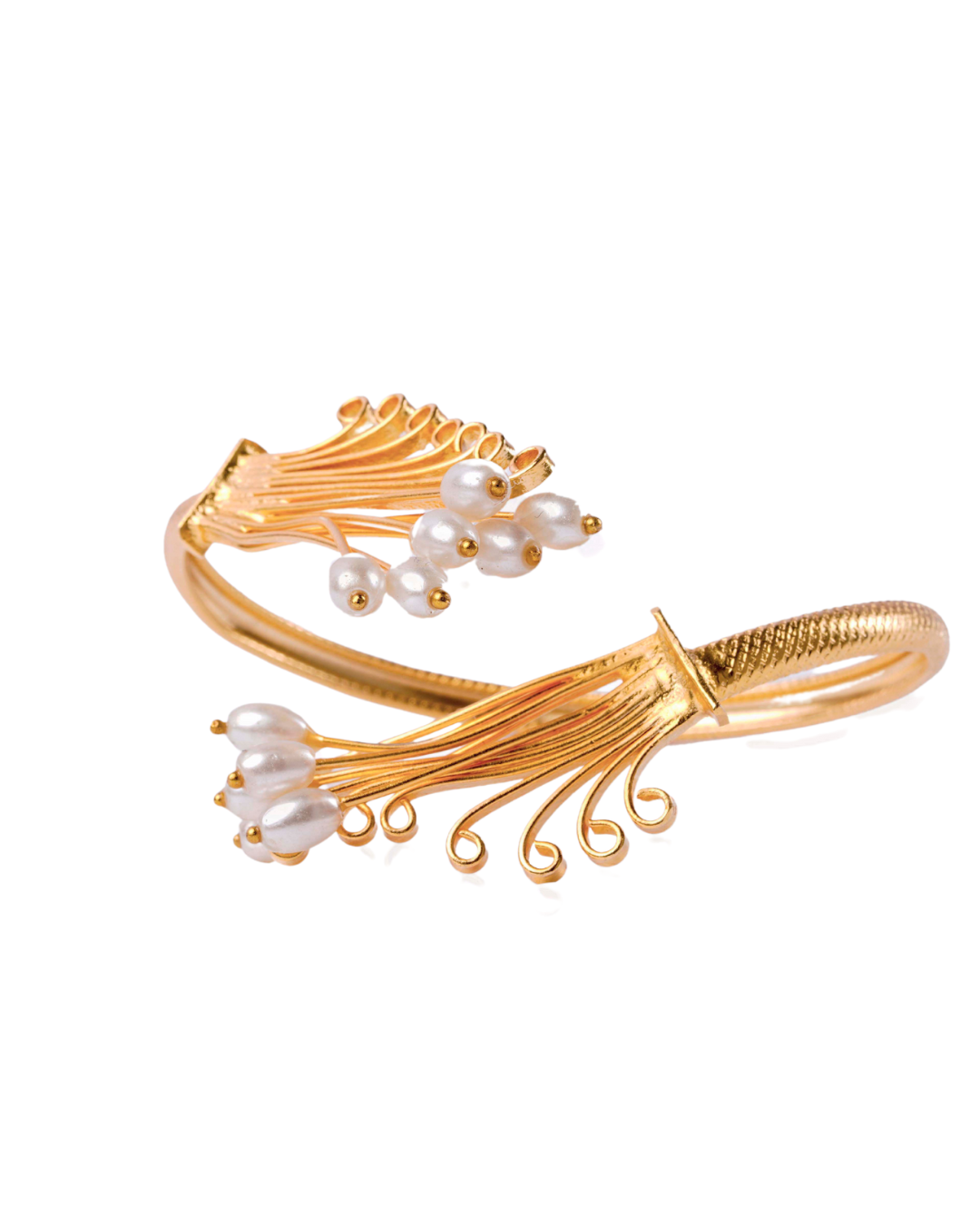 Blossom Pearl Cuff - Gold-Plated Jewellery with Faux Pearls | Elegant Hypoallergenic Bracelet