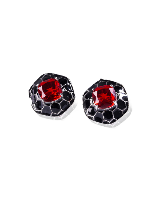 Statement Enamel Studs – Elegant 18K Gold-Plated Designer Earrings with Enamel Detailing | Siiri Luxury Jewelry