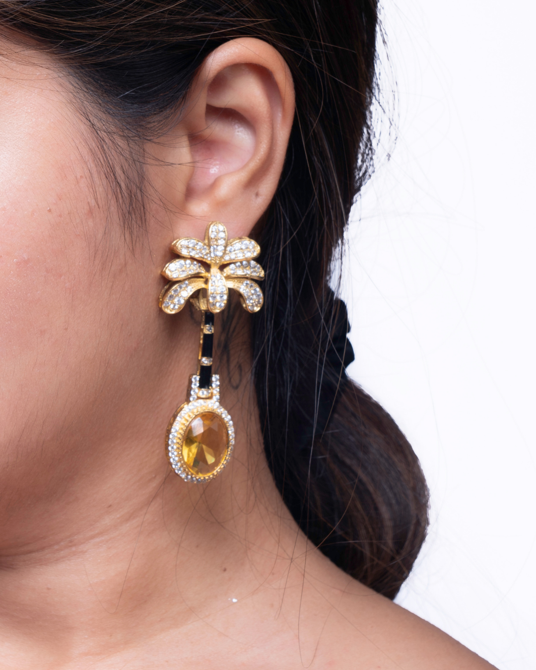 Tropical Twilight Hangings: Vibrant Earrings with Coloured Stones and Intricate Designs